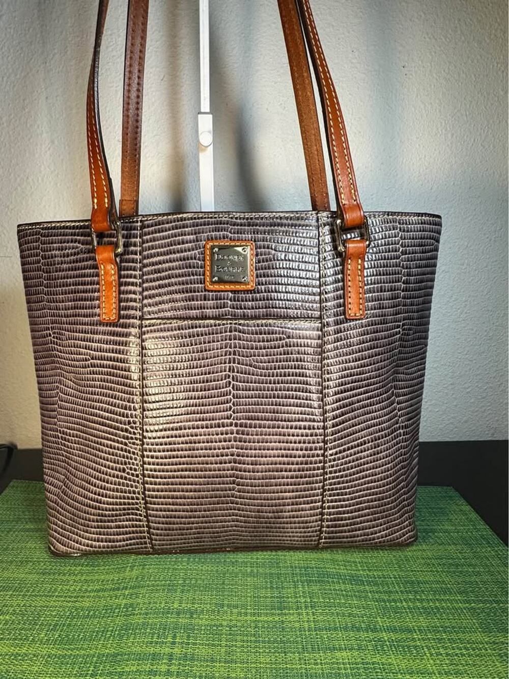 Dooney & Bourke Embossed Lizard Small Lexington Shopper Tote - Taupe Gray -NWOT